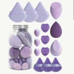15-teiliges Set Make-up Schwämme und Quasten, lila