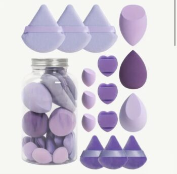 15-teiliges Set Make-up Schwämme und Quasten, lila