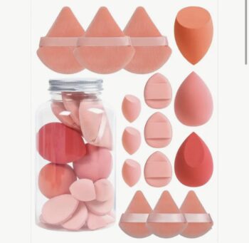 15-teiliges Set Make-up Schwämme und Quasten, apricot